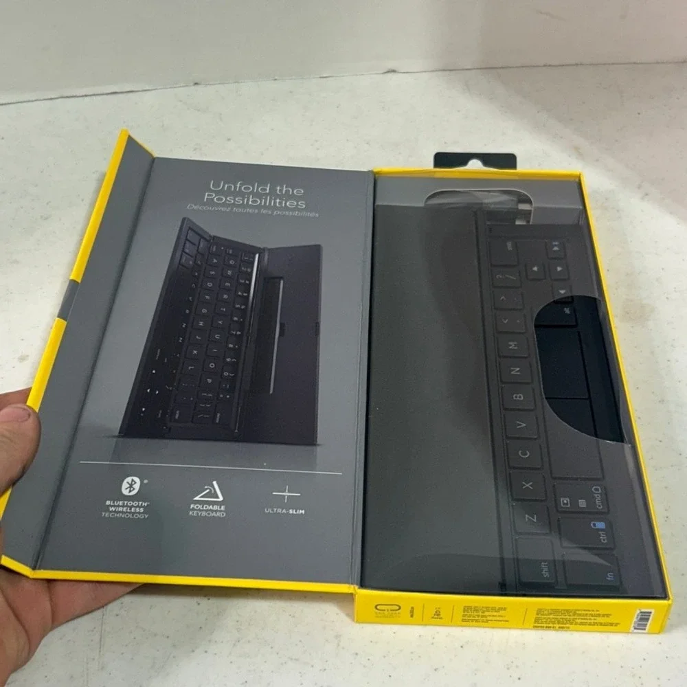 ZAGG Pocket Keyboard Foldable Wireless Bluetooth for Smartphones Tablets Black
